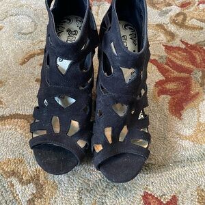 Brash platform open toe booties